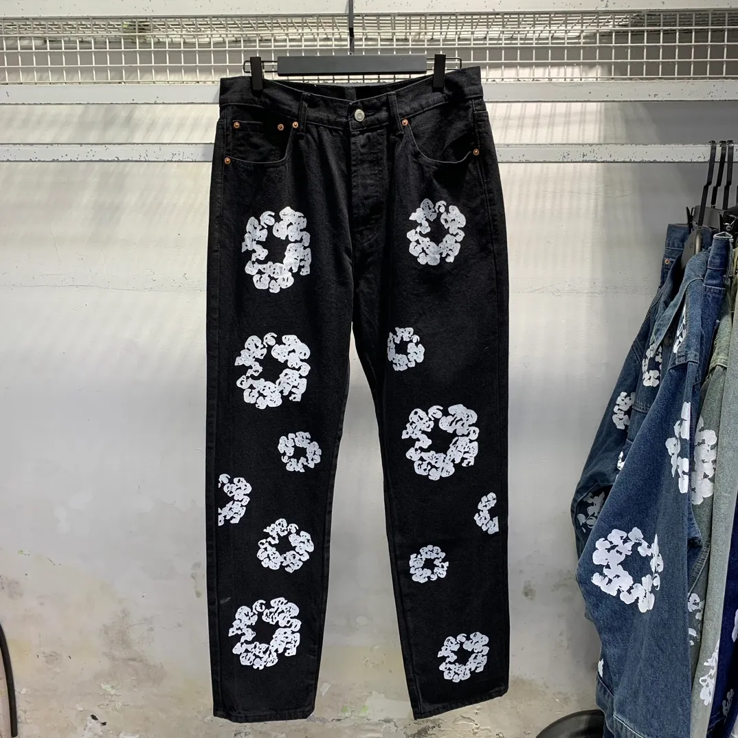 D107# P200 Denim Tears Kapok printed denim high-quality jeans trousers. The official website has the most complete version and color matching, 6 colors! ! !  color: dark blue, light blue, retro blue, denim blue, black, white size: 30 32 34 36